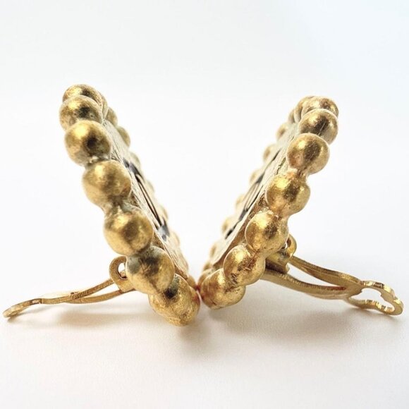 Vintage Chanel Earrings Gold CC Logo Round Button - Picture 8 of 11